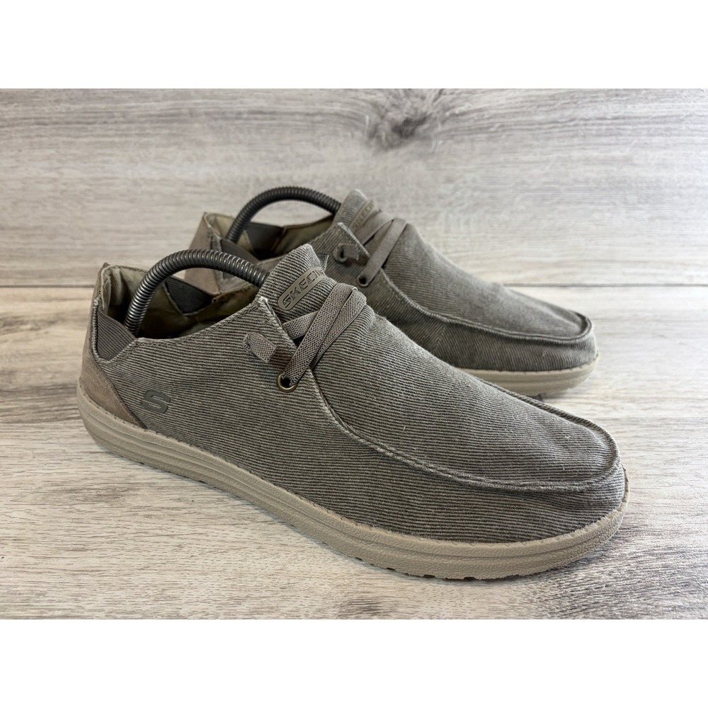 Skechers Mens Melson Raymon 66387 Beige Lace Up Casual Shoes Sneakers Size 9